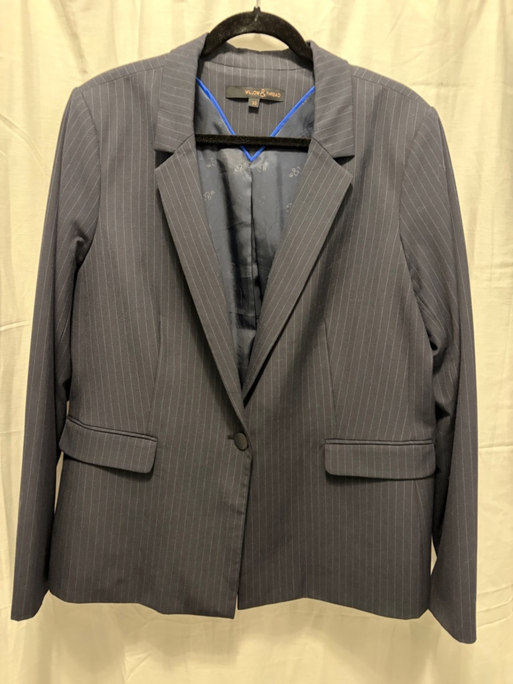 Willow & Thread Navy Pinstripe Single-Button Blazer
